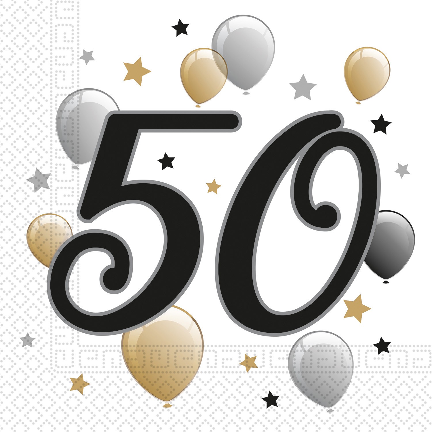 Парти на 50 златно и черно - салфетки 33х33см