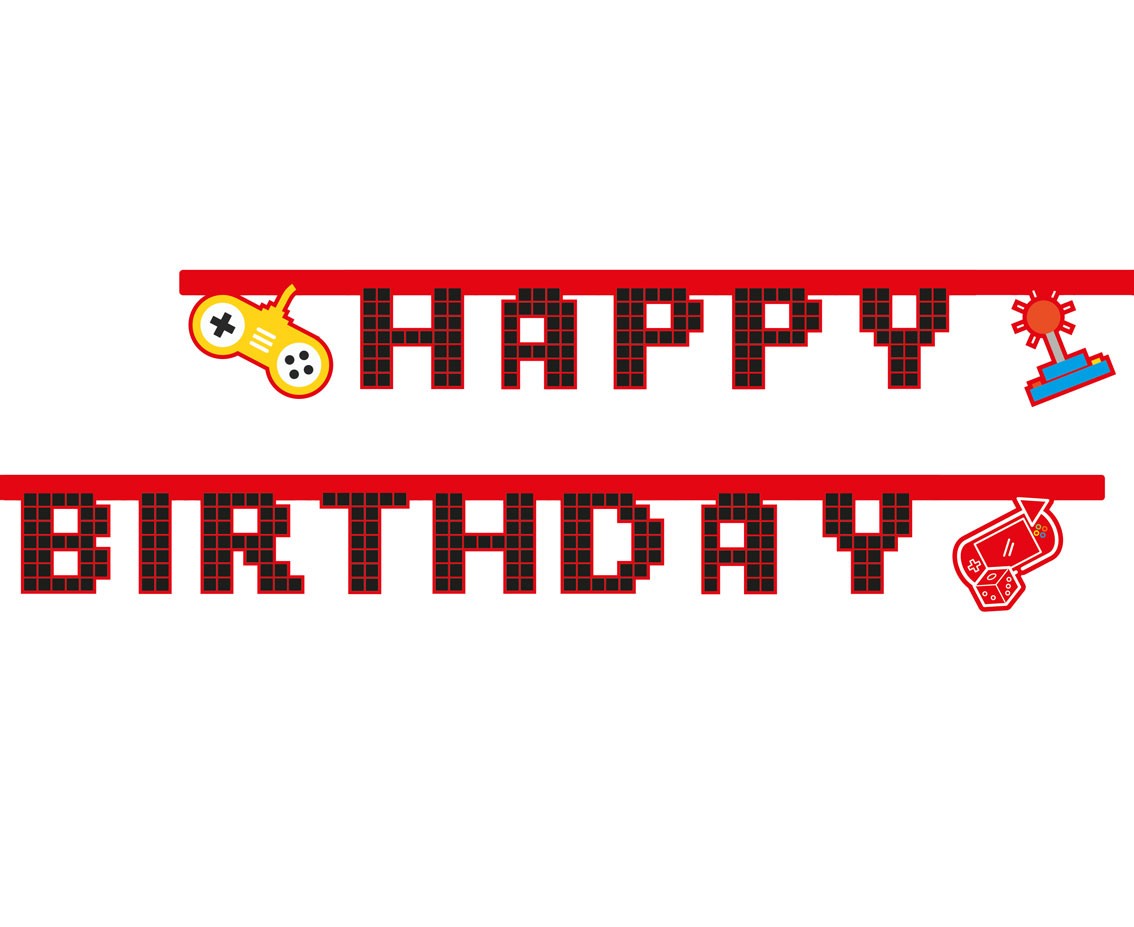 Гейм парти - банер Happy Birthday - 2м